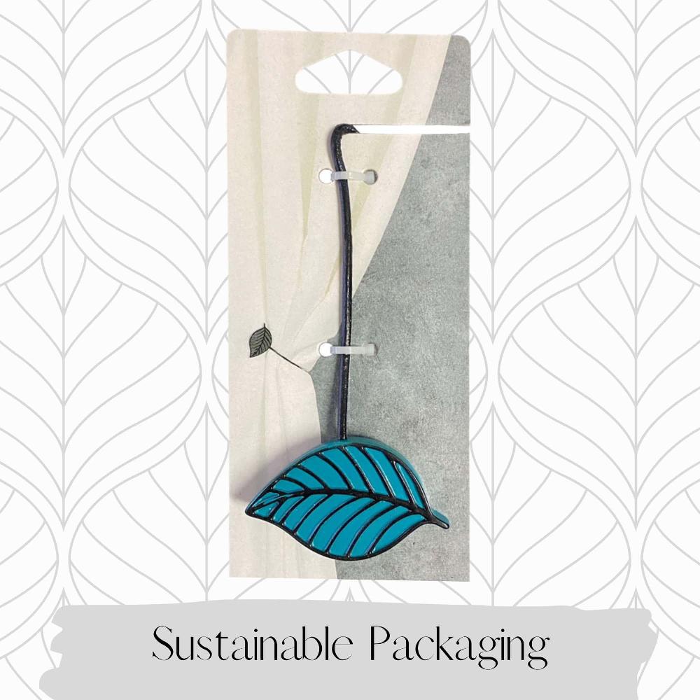 Evideco Teal Magnetic Curtain Tieback – Stylish Leaf Design In Resin – Convenient Accessory For Draperies Home Accessories Tie Backs & Magnets
