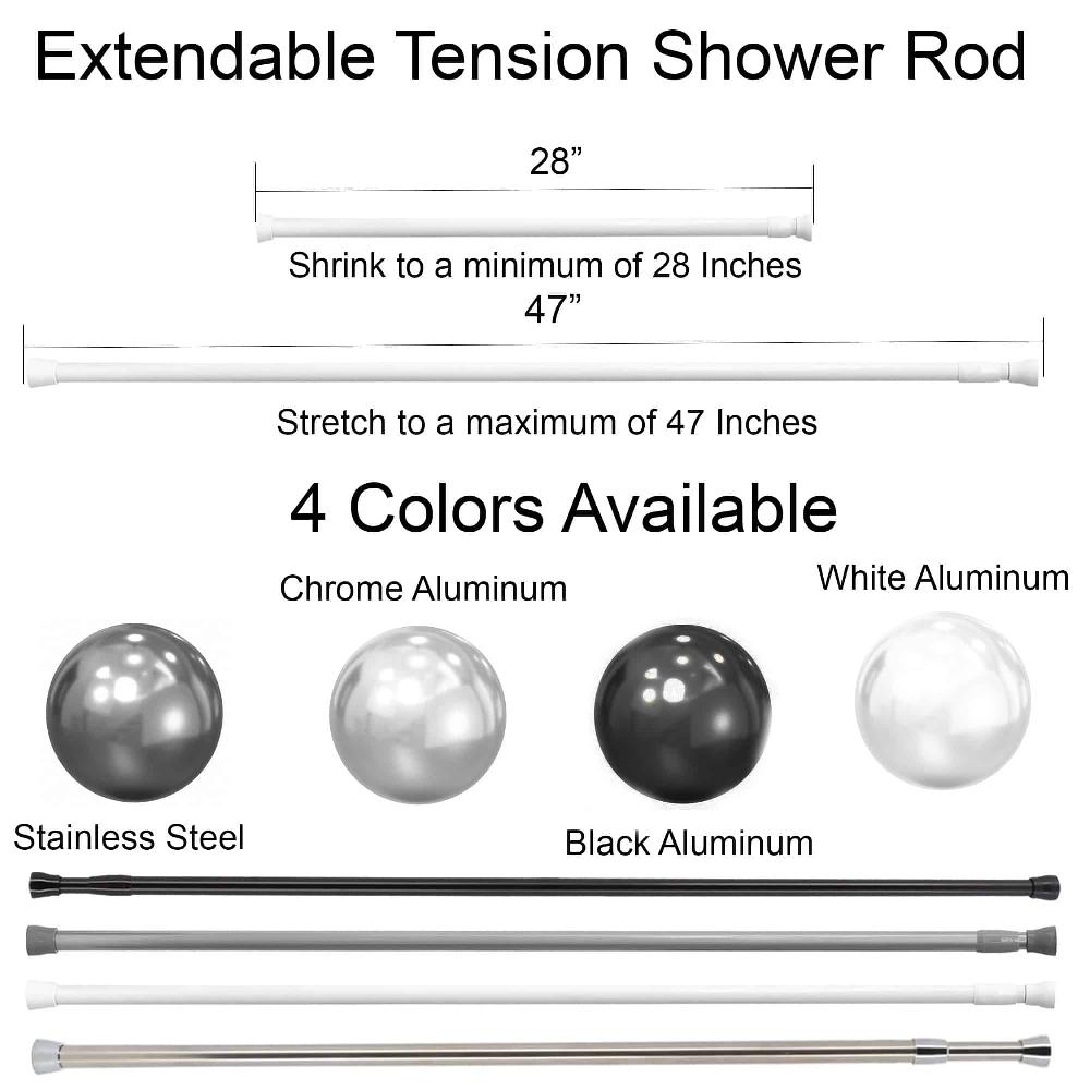 Evideco Tension Adjustable Shower Curtain Rod 28-47 Inches White Shower Accessories Shower Curtain Rods