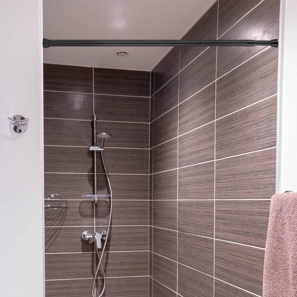 Evideco Tension Adjustable Shower Curtain Rod 43-79 Inches Black Shower Accessories Shower Curtain Rods