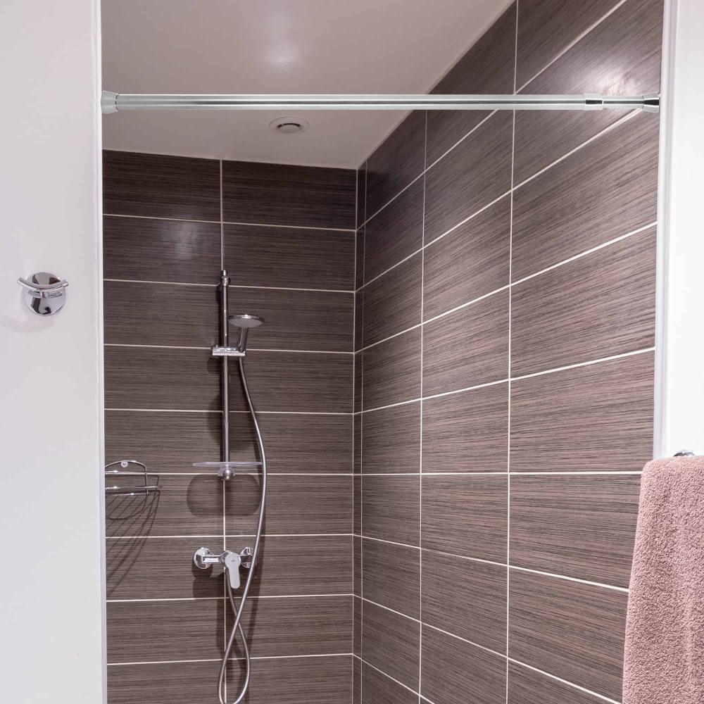 Evideco Tension Adjustable Shower Curtain Rod 43-79 Inches Silver Shower Accessories Shower Curtain Rods