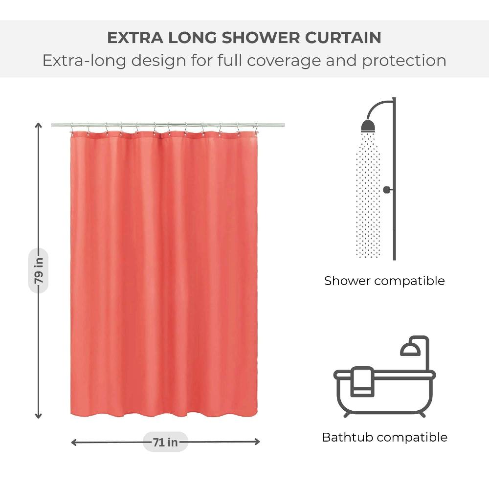 Evideco Terracotta Extra Long Waterproof Shower Curtain Liner 71×79 Inches Shower Accessories Shower Curtains
