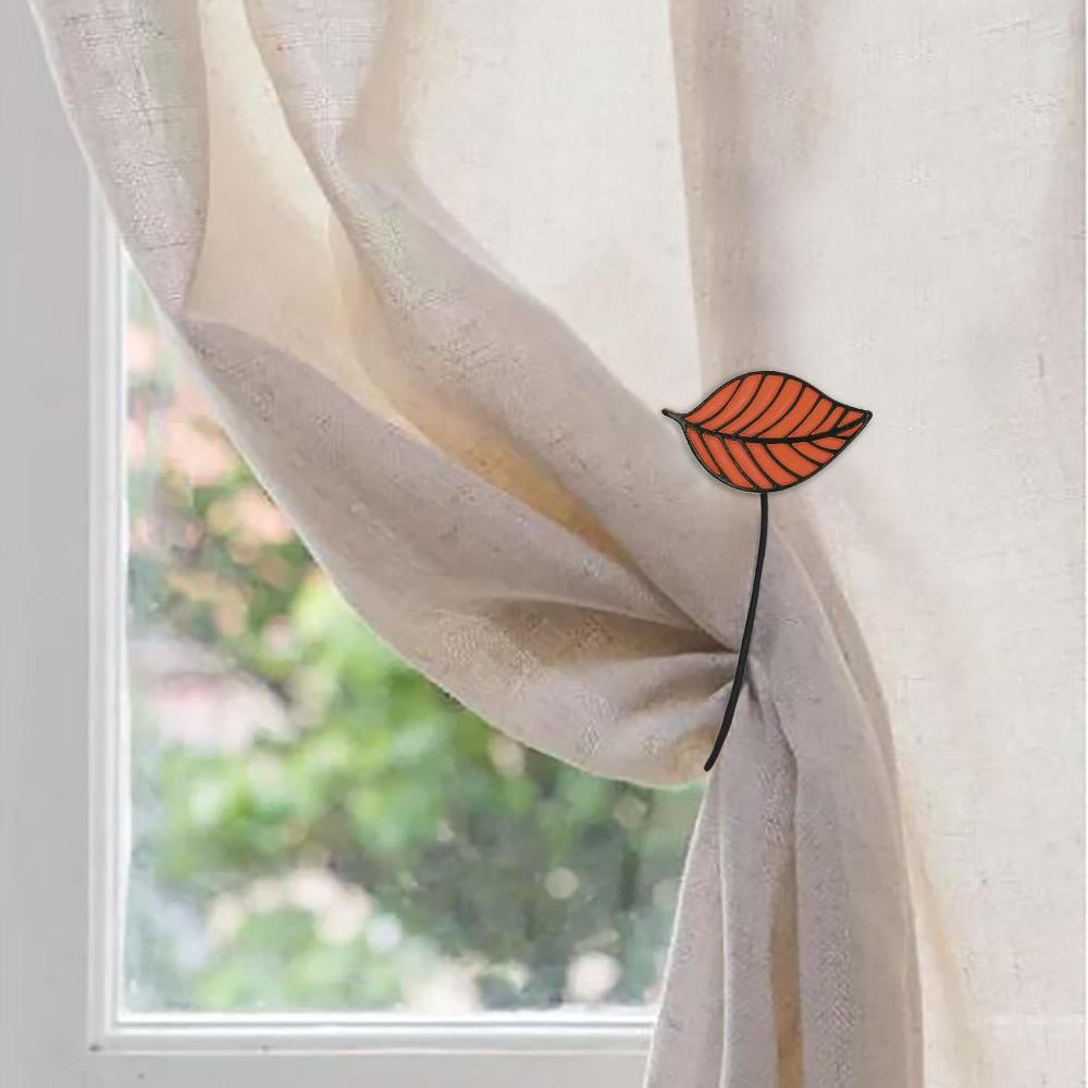Evideco Terracotta Magnetic Tieback – Elegant Leaf Pattern In Resin – Functional Accessory For Curtains And Drapes Home Accessories Tie Backs & Magnets