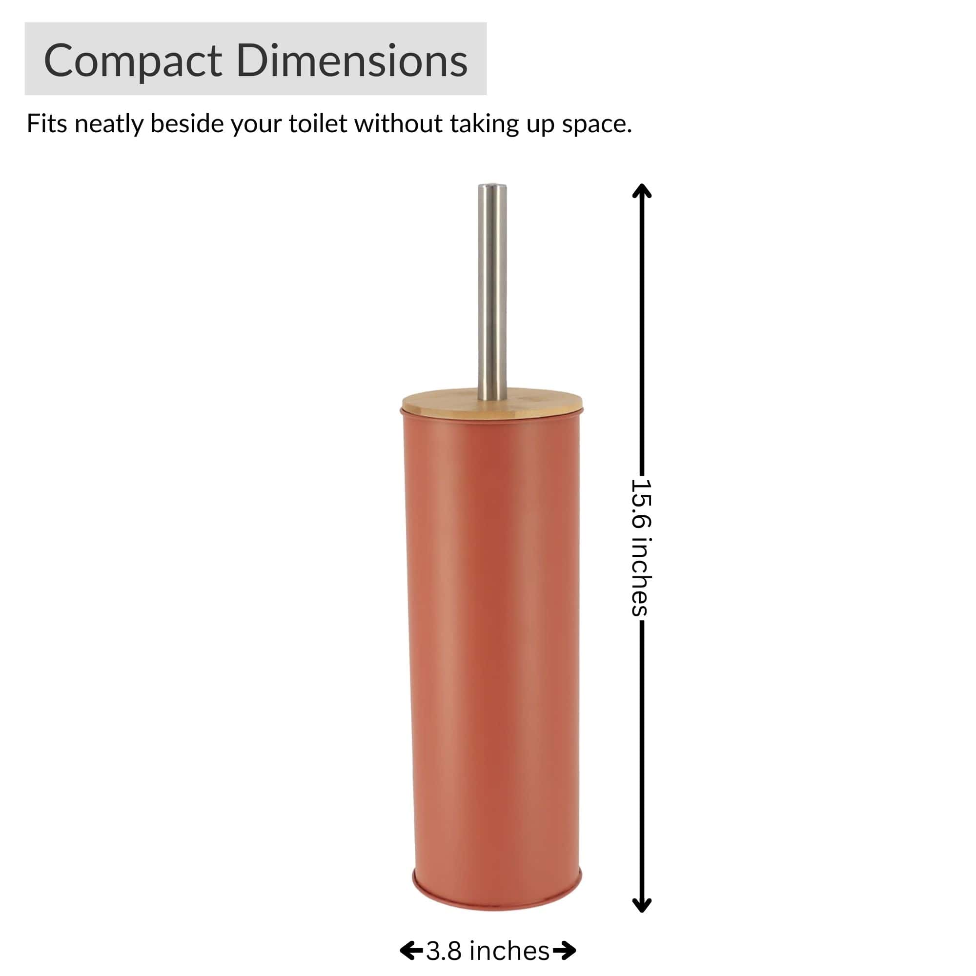 Evideco Terracotta Metal Toilet Brush And Holder Set With Bamboo Lid Toilet Seats & Accessories Toilet Brushes