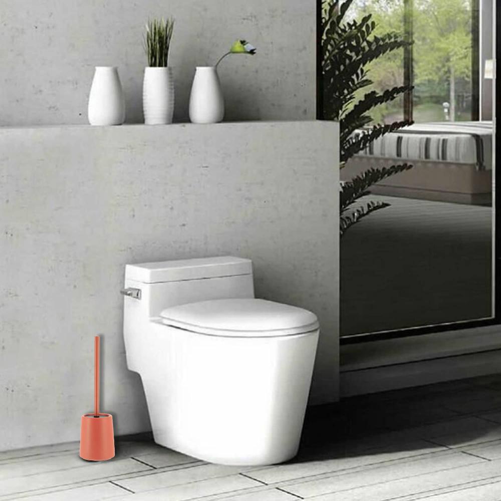 Evideco Terracotta Stoneware Toilet Bowl Brush And Holder – Unique And Rustic Round Shape For Efficient And Effective Cleaning Toilet Seats & Accessories Toilet Brushes