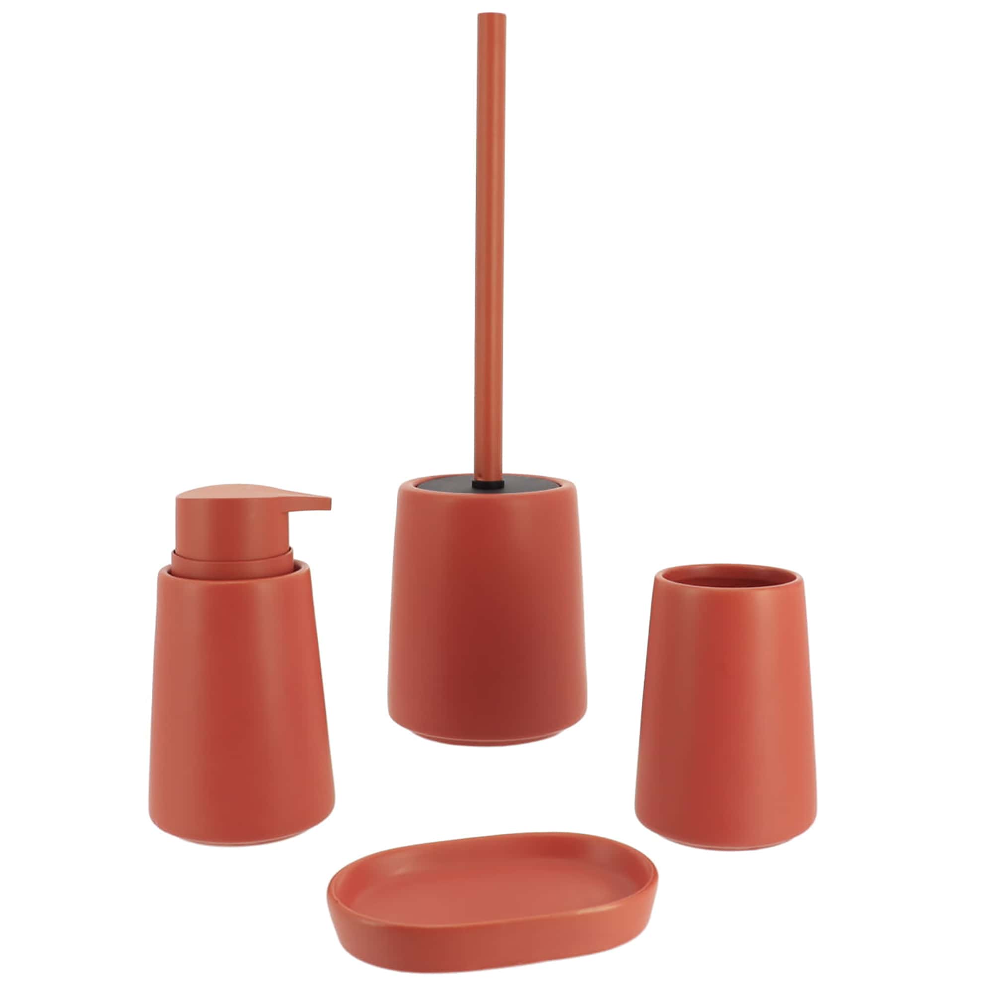 Evideco Terracotta Stoneware Toilet Bowl Brush And Holder – Unique And Rustic Round Shape For Efficient And Effective Cleaning Toilet Seats & Accessories Toilet Brushes