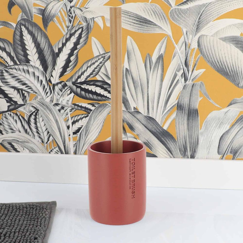 Evideco Terracotta Toilet Brush And Holder Set With Natural Bamboo Handle – Durable Elegant Bathroom Accessory For A Clean Home Toilet Seats & Accessories Toilet Brushes