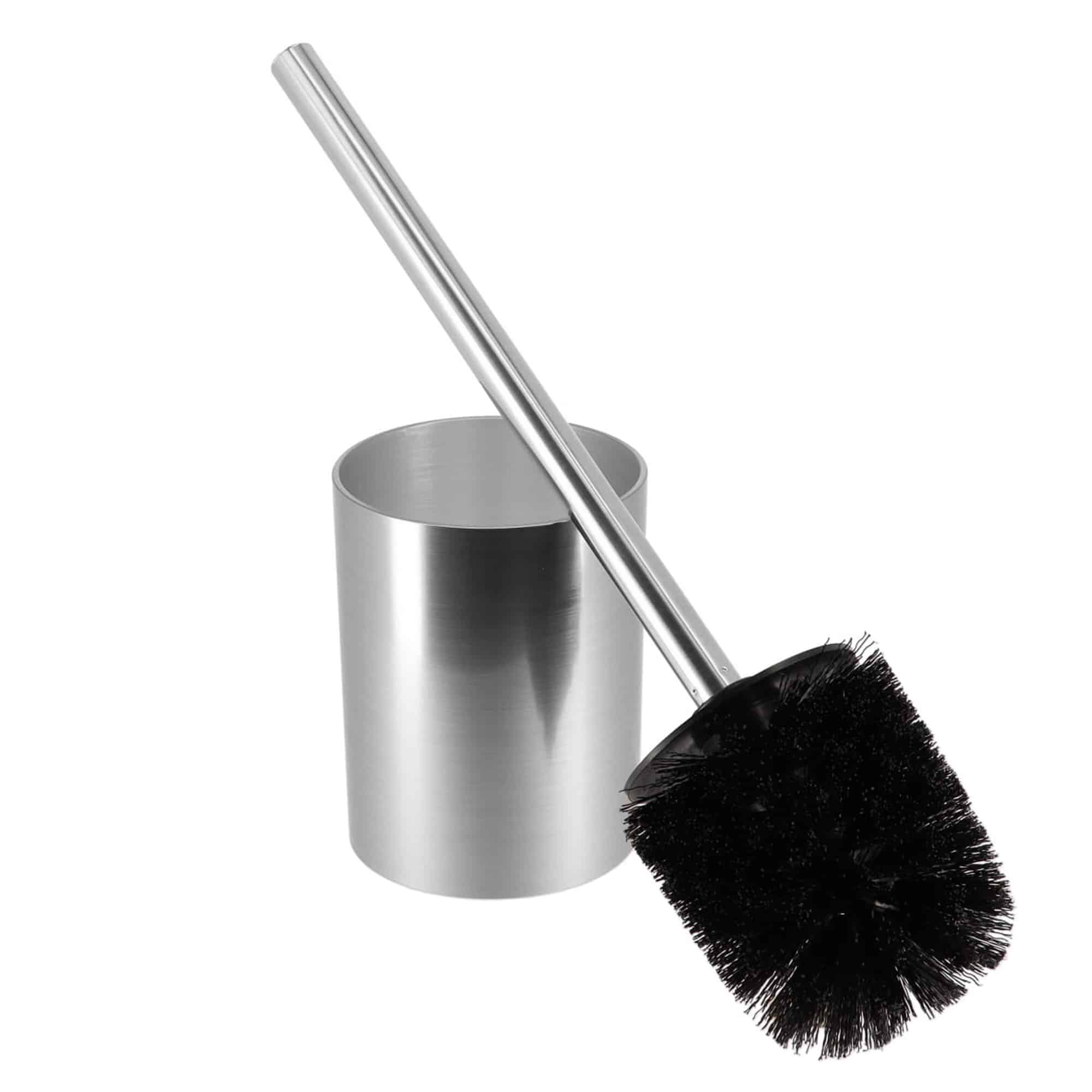 evideco Toilet Brush and Holder Set NOUMEA Silver Brushed Aluminum Toilet Seats & Accessories Toilet Brushes