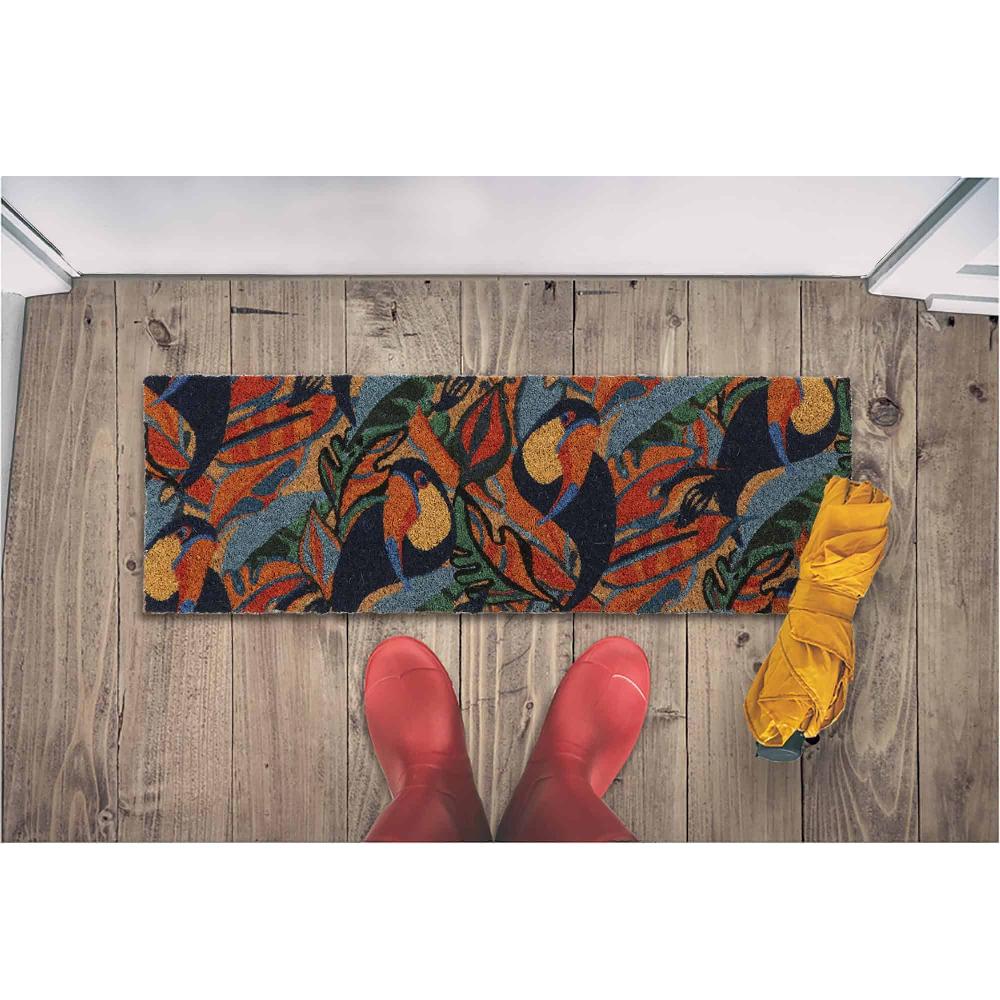 Evideco Toucans 30×10 Long Sheltered Front Door Mat Coco Multicolor Home Accessories Door Mats