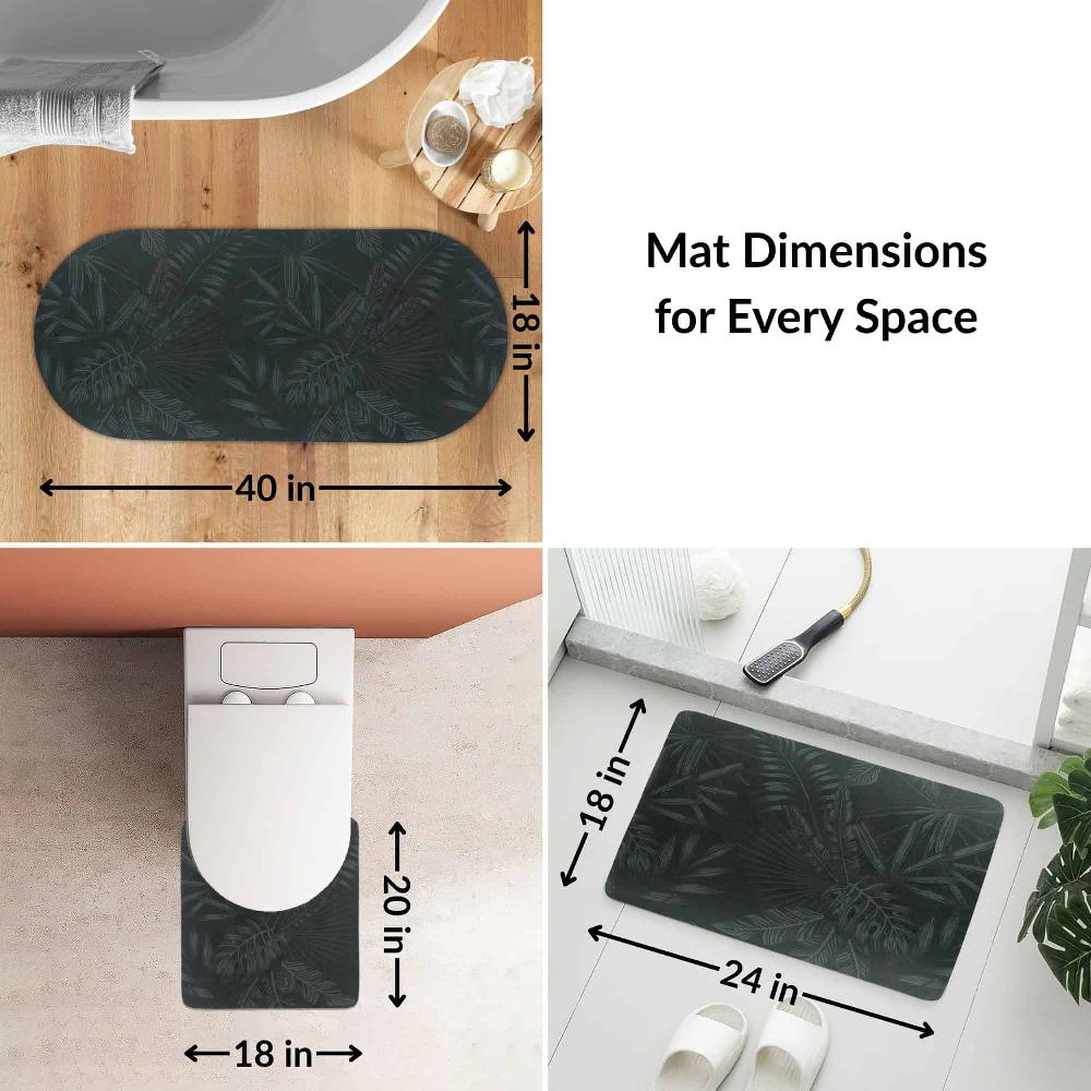 Evideco Tropical Night 3-Piece Bath Mat Set – Includes Standard Runner And Contour Bathroom Mats & Rugs Bath Rugs