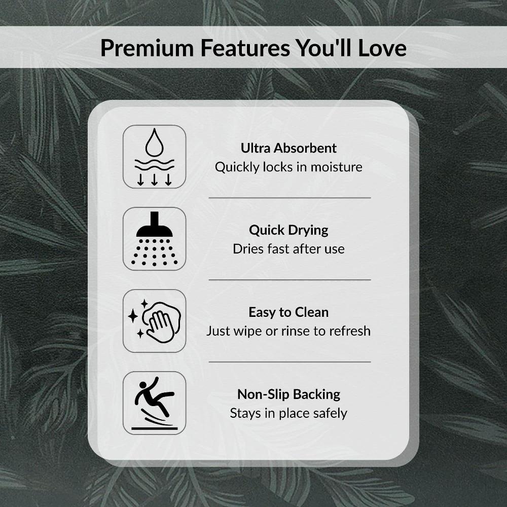 Evideco Tropical Night Contour Bath Mat 20×18 – Ultra Absorbent Quick Dry Rug With Anti-Slip Rubber Backing Bathroom Mats & Rugs Toilet Contour Rugs