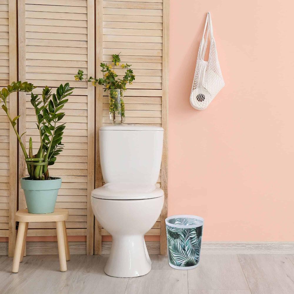 Evideco Tropical Waste Basket – 4.5L Decorative Plastic Trash Can For Home And Office Toilet Seats & Accessories Toilet Wastebaskets Design & Solid