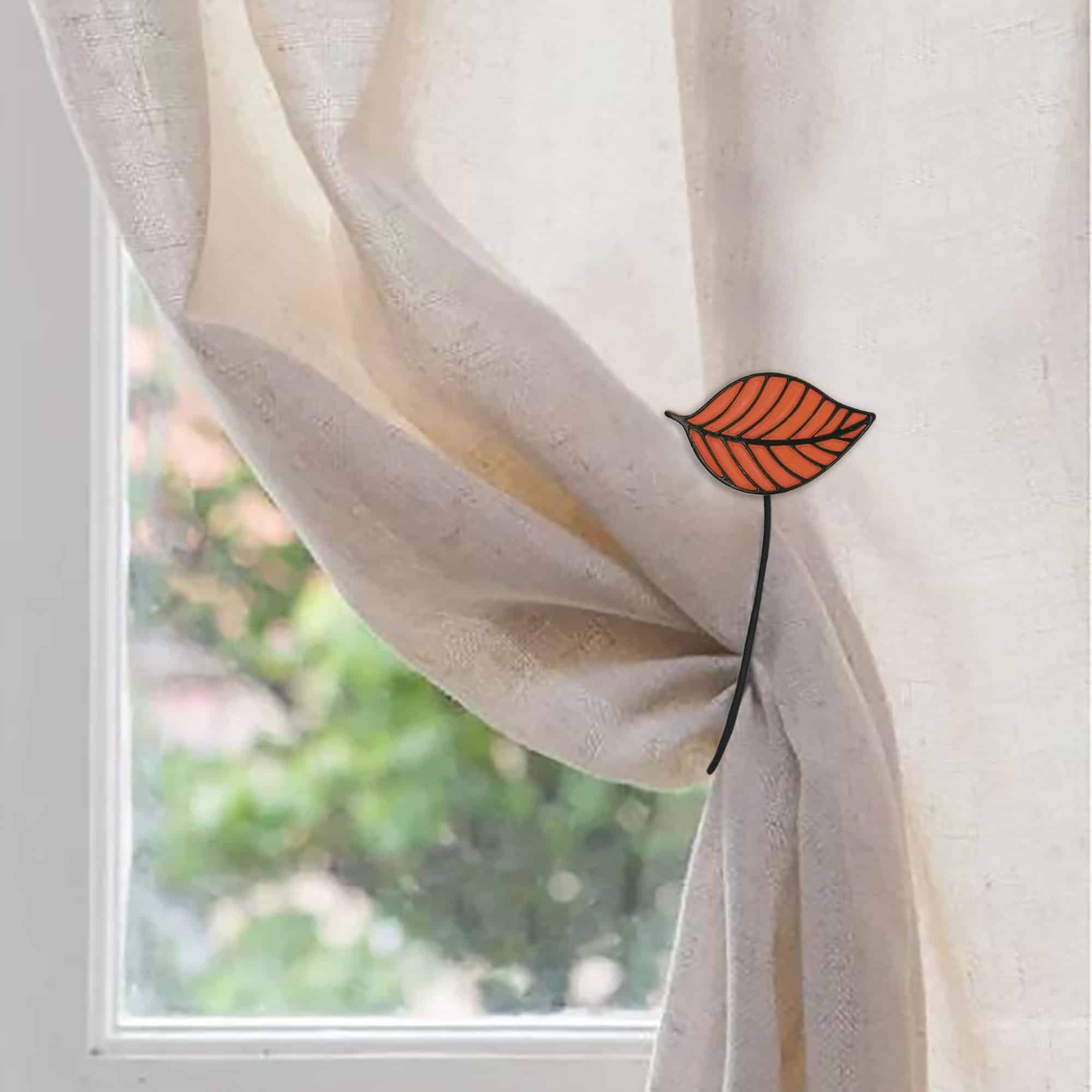 Evideco Two-Pack Of Terracotta Magnetic Tiebacks – Elegant Leaf Pattern In Resin – Functional Accessories For Curtains And Drapes Home Accessories Tie Backs & Magnets