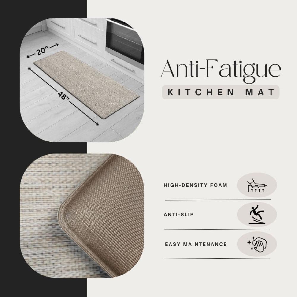 Evideco Ultra-Soft Anti Fatigue Kitchen Mat – High-Density Foam Non-Slip Easy To Clean – Beige Kitchen Floor Runner 20×48 Inches Home Accessories Kitchen Mats