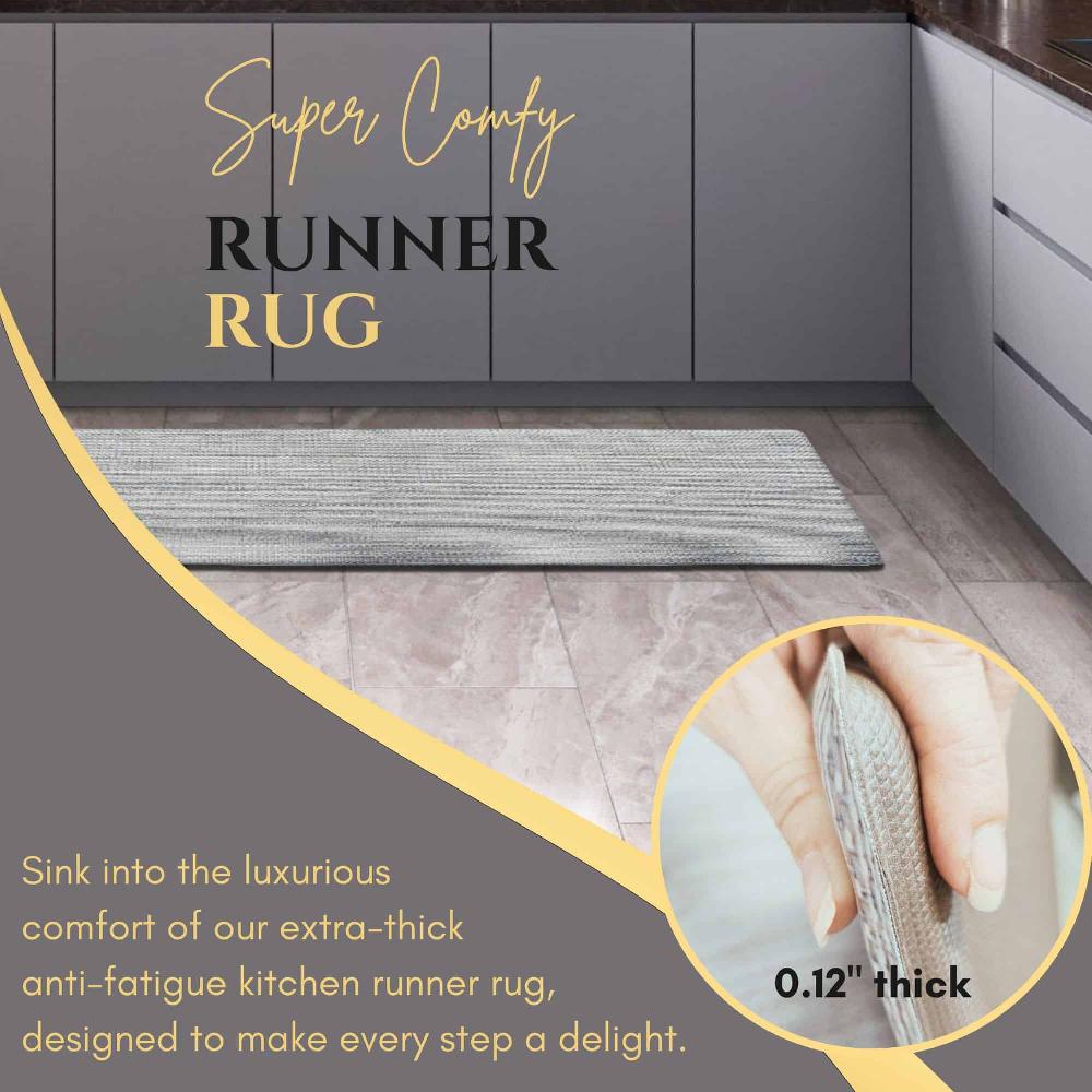 Evideco Ultra-Soft Anti Fatigue Kitchen Mat – High-Density Foam Non-Slip Easy To Clean – Light Gray Kitchen Floor Runner 20×48 Inches Home Accessories Kitchen Mats
