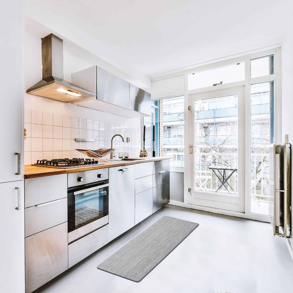 Evideco Ultra-Soft Anti Fatigue Kitchen Mat – High-Density Foam Non-Slip Easy To Clean – Light Gray Kitchen Floor Runner 20×48 Inches Home Accessories Kitchen Mats