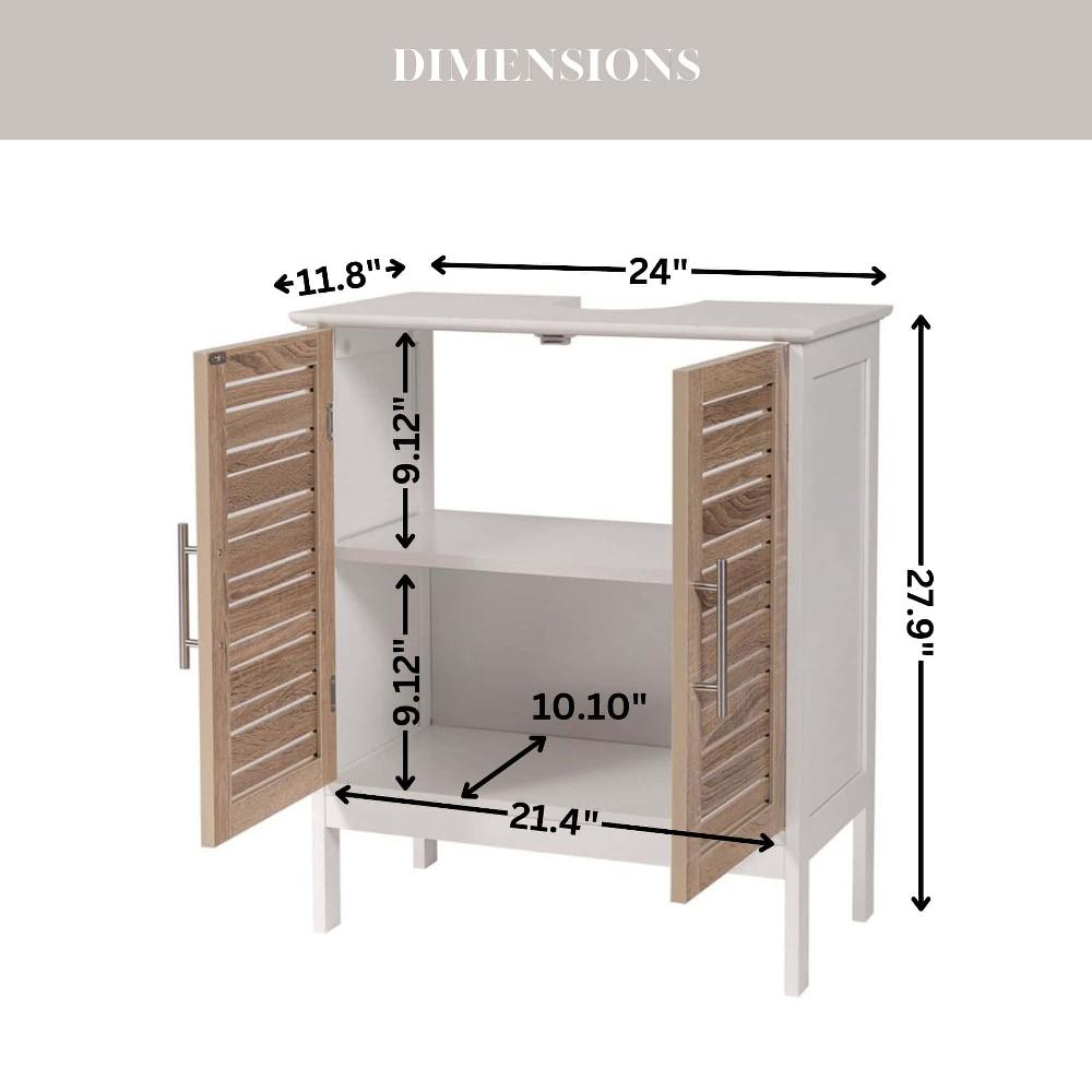 Evideco Under-Sink Cabinet With Double Vented Doors Bathroom Vanity For Small Spaces – Stockholm Collection Bathroom Storage & Furniture Under Sink Cabinets