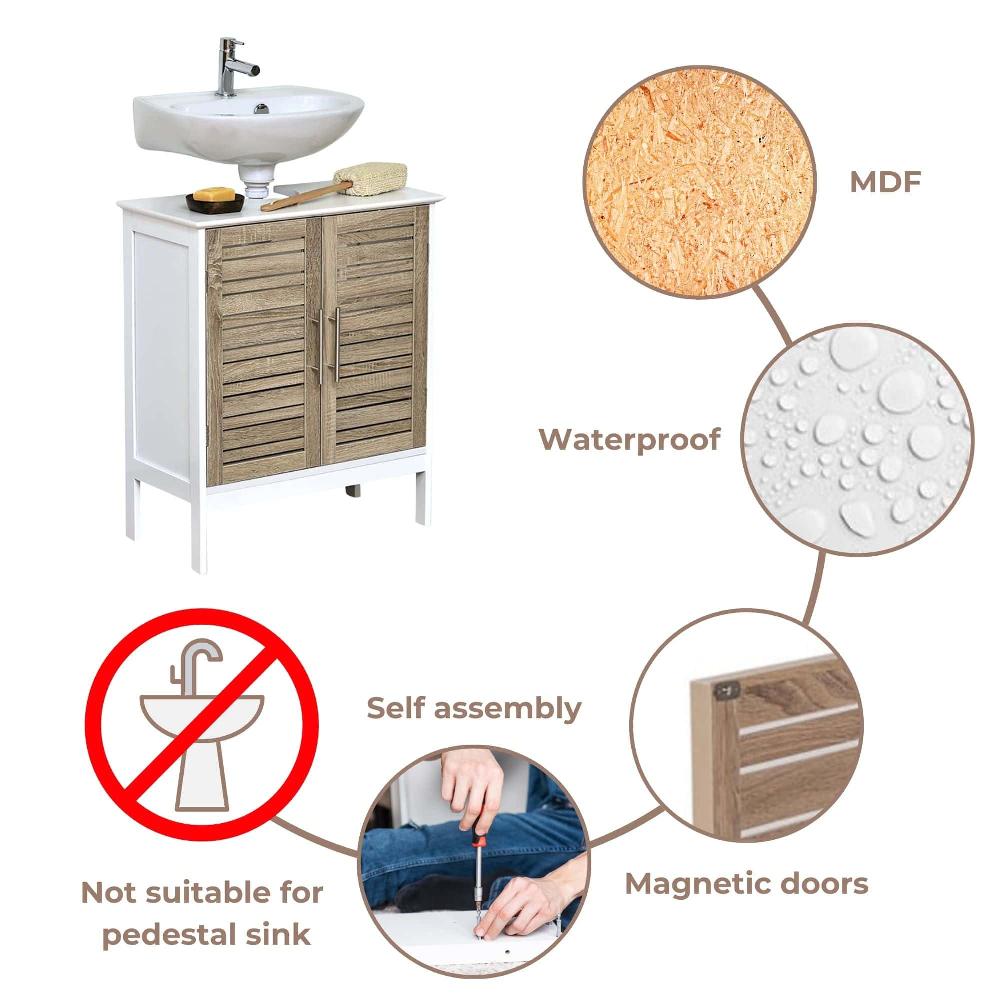 Evideco Under-Sink Cabinet With Double Vented Doors Bathroom Vanity For Small Spaces – Stockholm Collection Bathroom Storage & Furniture Under Sink Cabinets