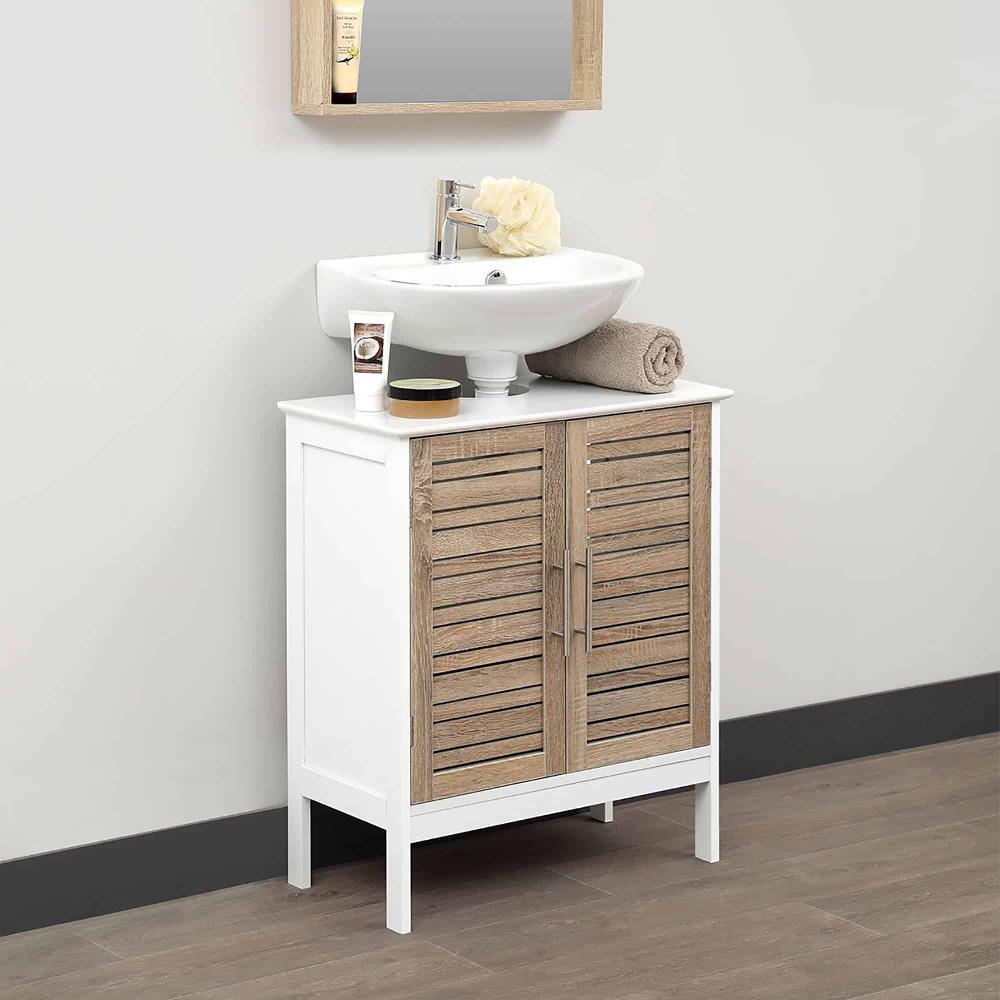 evideco Under-Sink Cabinet with Double Vented Doors Bathroom Vanity for Small Spaces – Stockholm Collection Bathroom Storage & Furniture Under Sink Cabinets