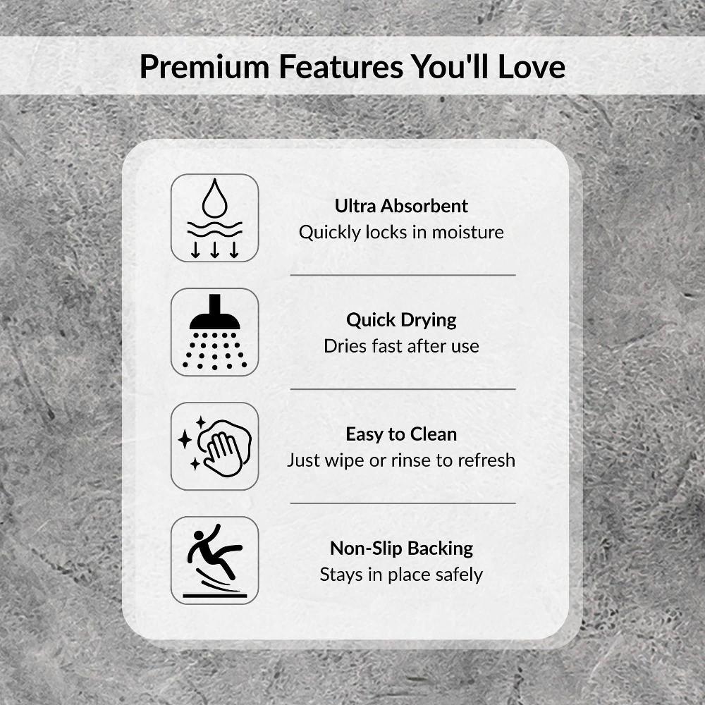 Evideco Urban Concrete Contour Bath Mat 20×18 – Ultra Absorbent Quick Dry Rug With Anti-Slip Rubber Backing Bathroom Mats & Rugs Toilet Contour Rugs