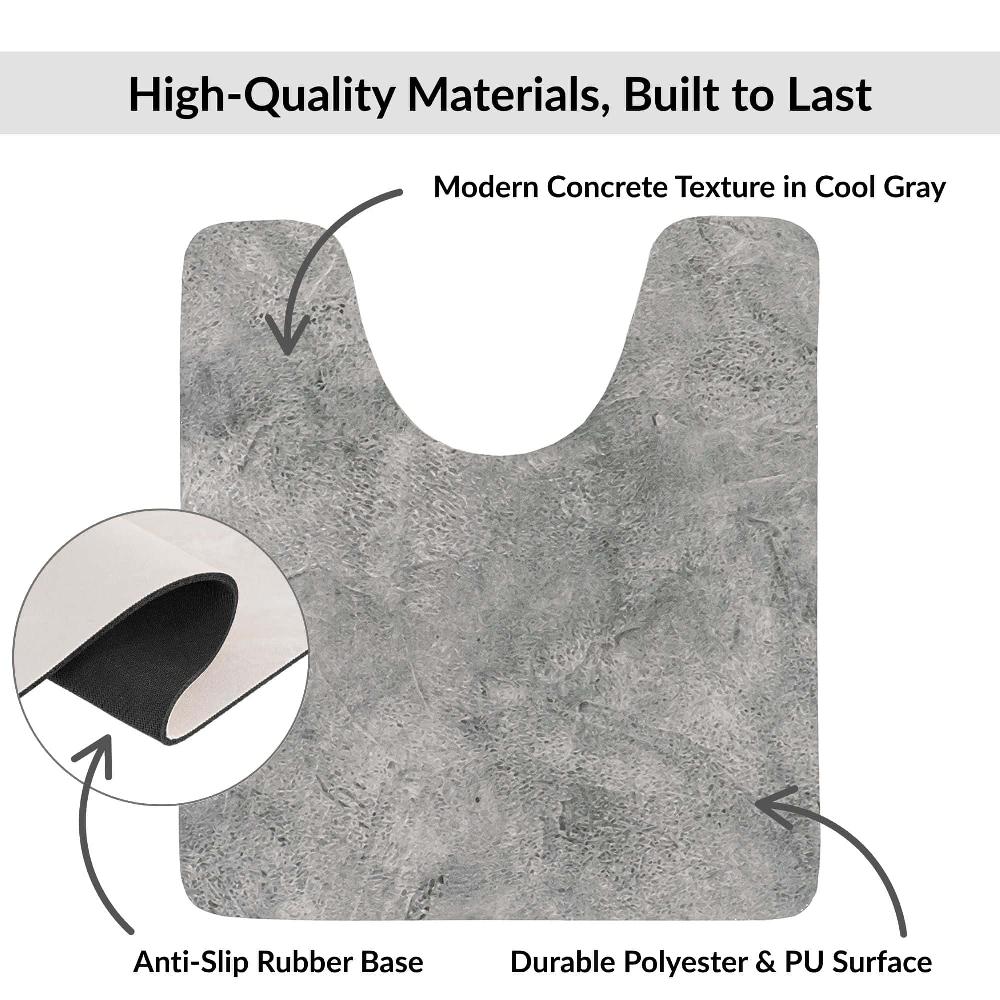 Evideco Urban Concrete Contour Bath Mat 20×18 – Ultra Absorbent Quick Dry Rug With Anti-Slip Rubber Backing Bathroom Mats & Rugs Toilet Contour Rugs