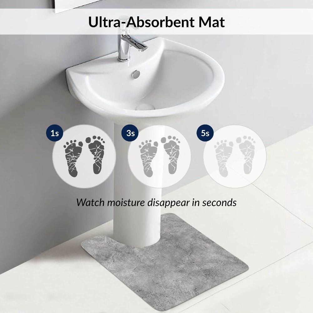 Evideco Urban Concrete Contour Bath Mat 20×18 – Ultra Absorbent Quick Dry Rug With Anti-Slip Rubber Backing Bathroom Mats & Rugs Toilet Contour Rugs