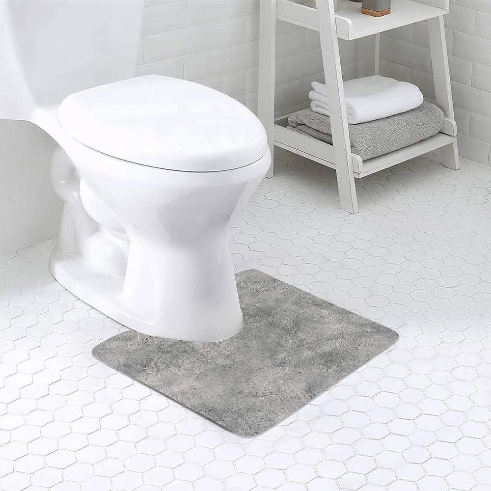 evideco Urban Concrete Contour Bath Mat 20×18 – Ultra Absorbent Quick Dry Rug with Anti-Slip Rubber Backing Bathroom Mats & Rugs Toilet Contour Rugs