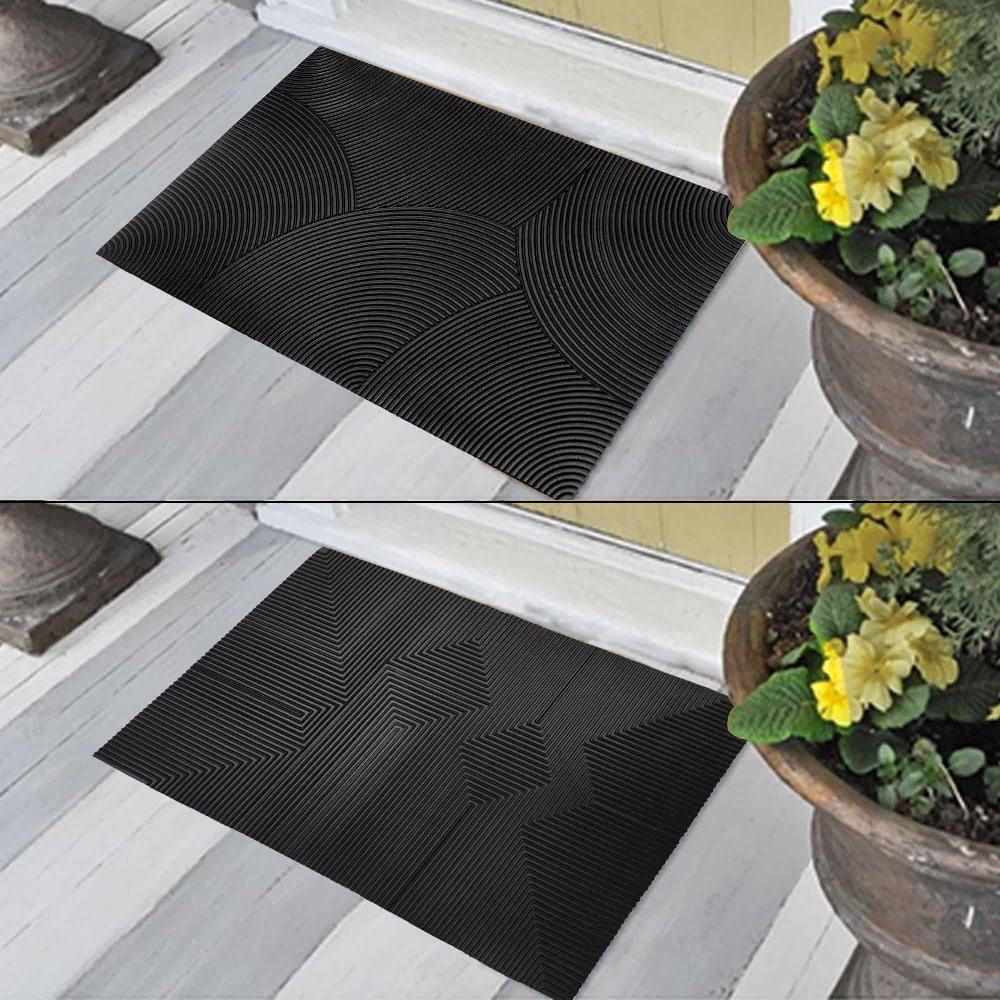 Evideco Versatile 30″x18″ Black Door Mat – Dual-Sided Durable Cleans Deep UV & Frost Resistant Home Accessories Door Mats Outdoor