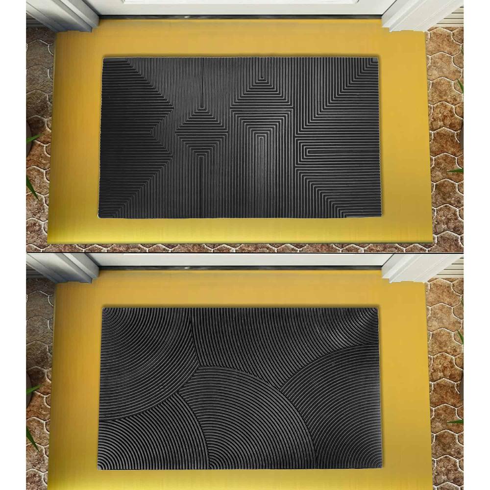 Evideco Versatile 30″x18″ Black Door Mat – Dual-Sided Durable Cleans Deep UV & Frost Resistant Home Accessories Door Mats Outdoor