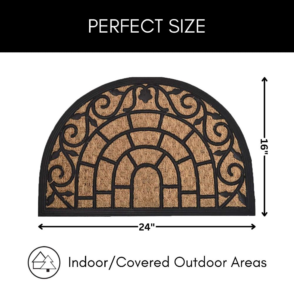 Evideco Vitrail Half Circle Door Mat 24×16 Inch Home Accessories Door Mats Sheltered Door