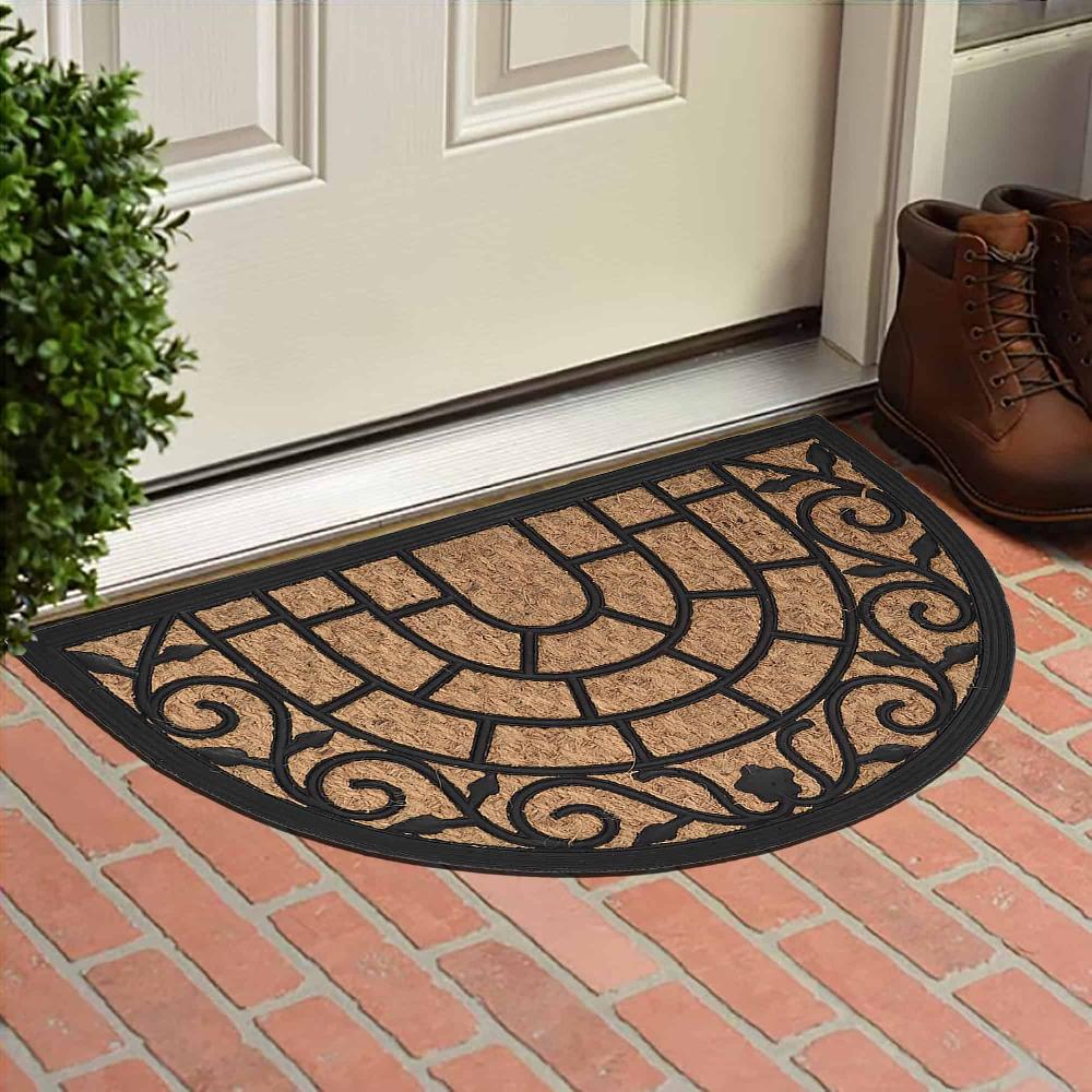 evideco Vitrail Half Circle Door Mat 24×16 Inch Home Accessories Door Mats Sheltered Door