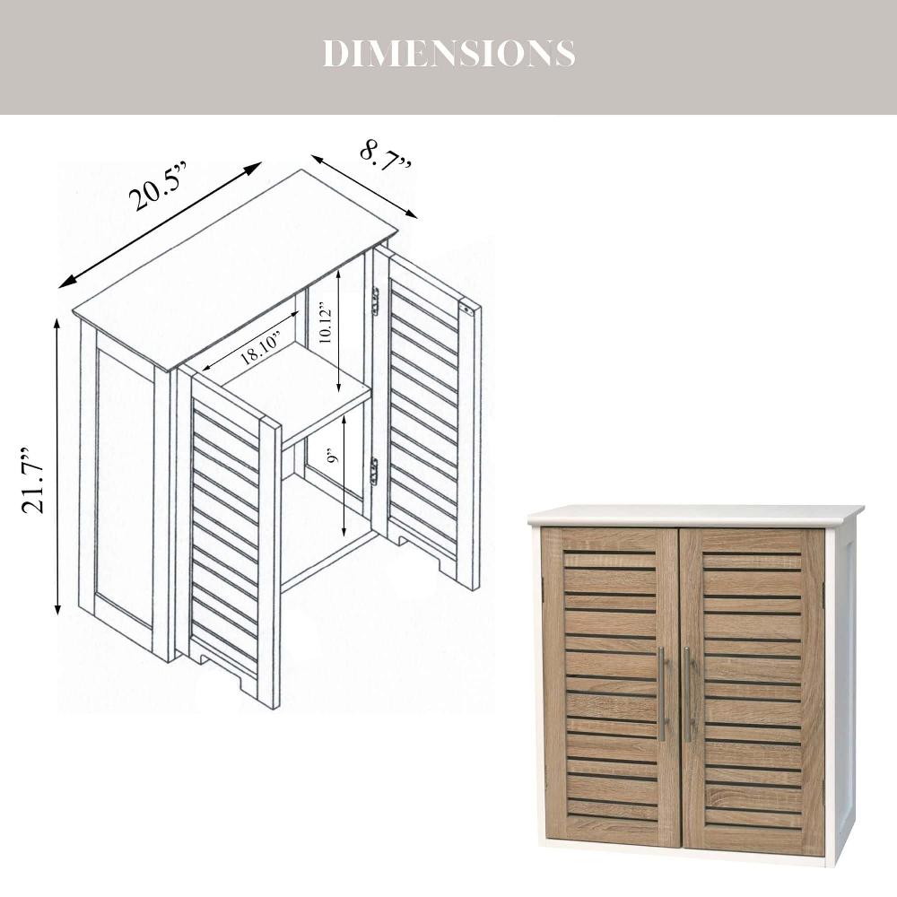 Evideco Wall-Mounted Bathroom Cabinet With Double Vented Doors Compact Storage Organizer – Stockholm Collection Bathroom Storage & Furniture Wall-Mount & Medicine Cabinets