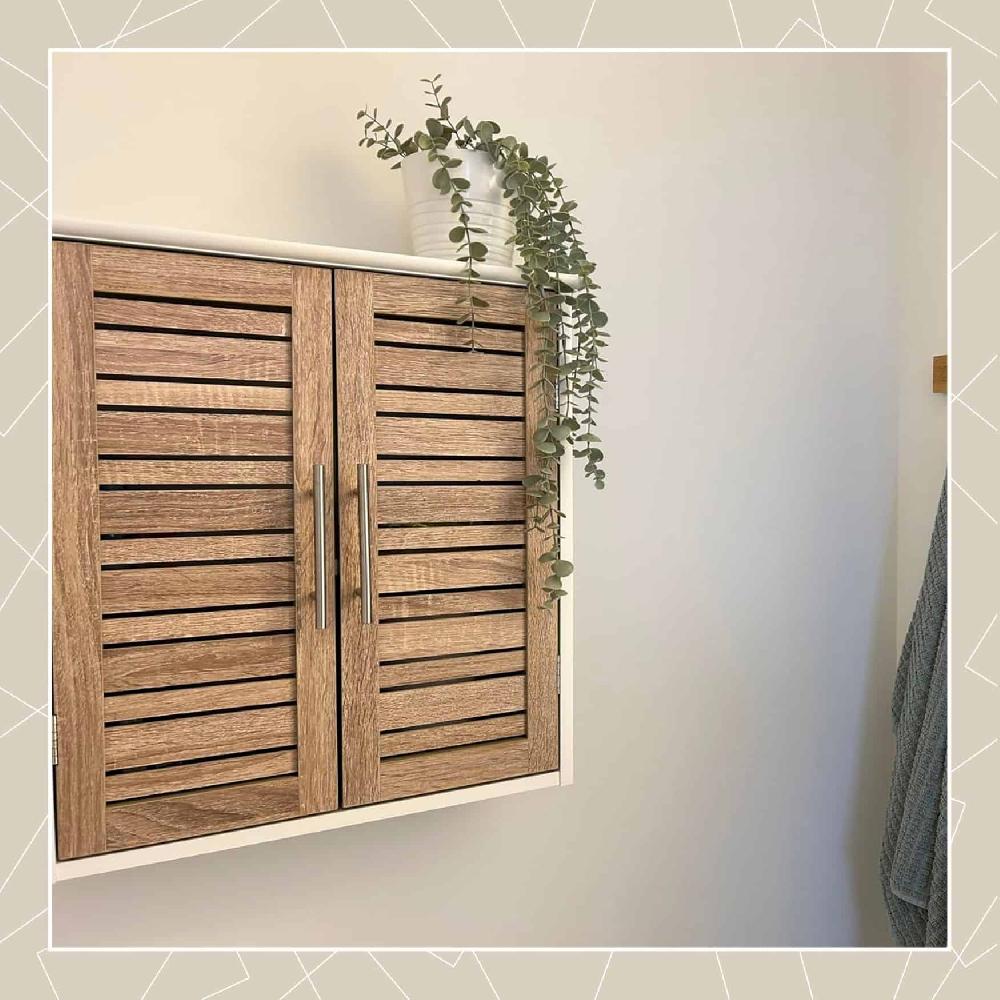 Evideco Wall-Mounted Bathroom Cabinet With Double Vented Doors Compact Storage Organizer – Stockholm Collection Bathroom Storage & Furniture Wall-Mount & Medicine Cabinets