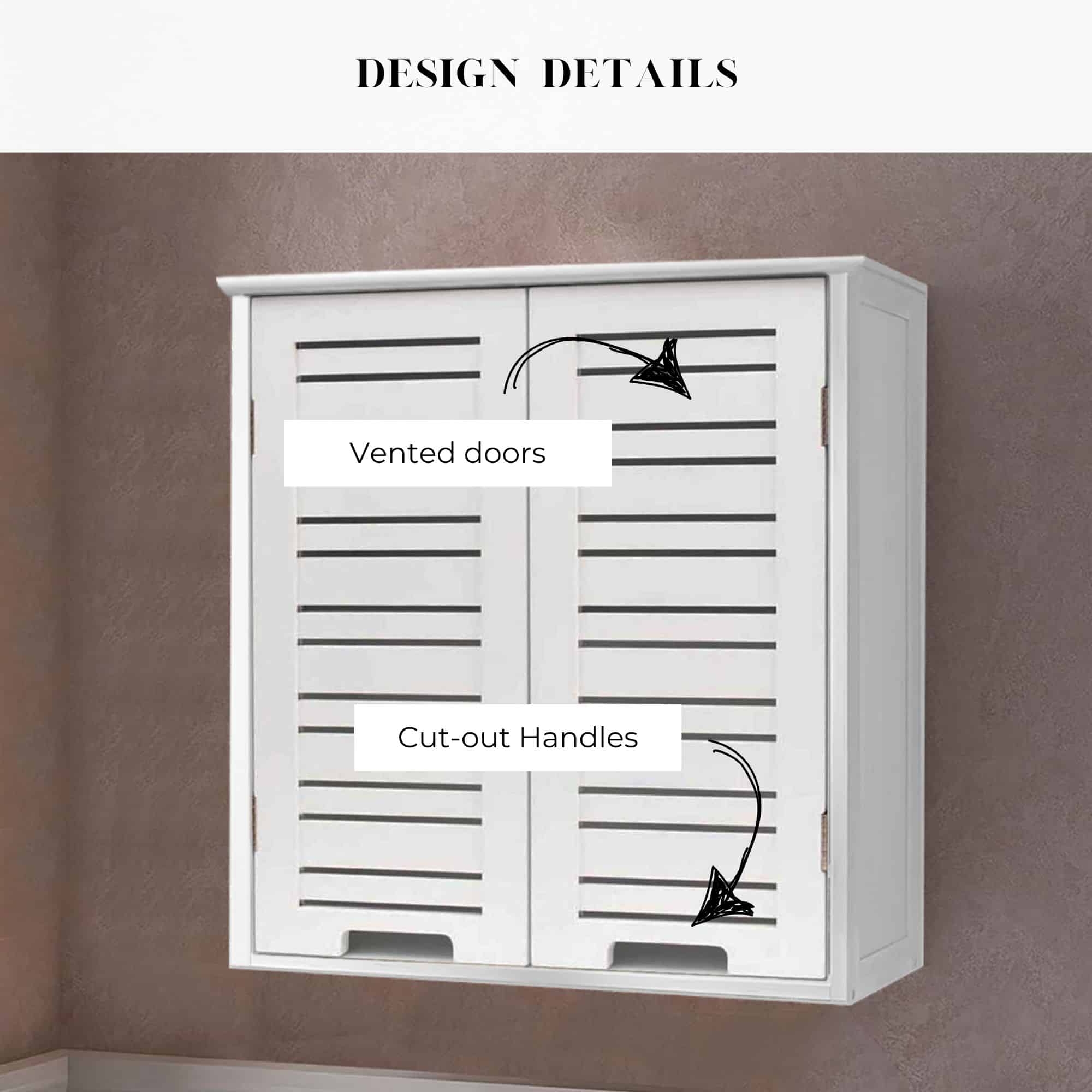 Evideco Wall-Mounted Bathroom Cabinet With Double Vented Doors Compact Storage Organizer – Miami Collection Bathroom Storage & Furniture Wall-Mount & Medicine Cabinets