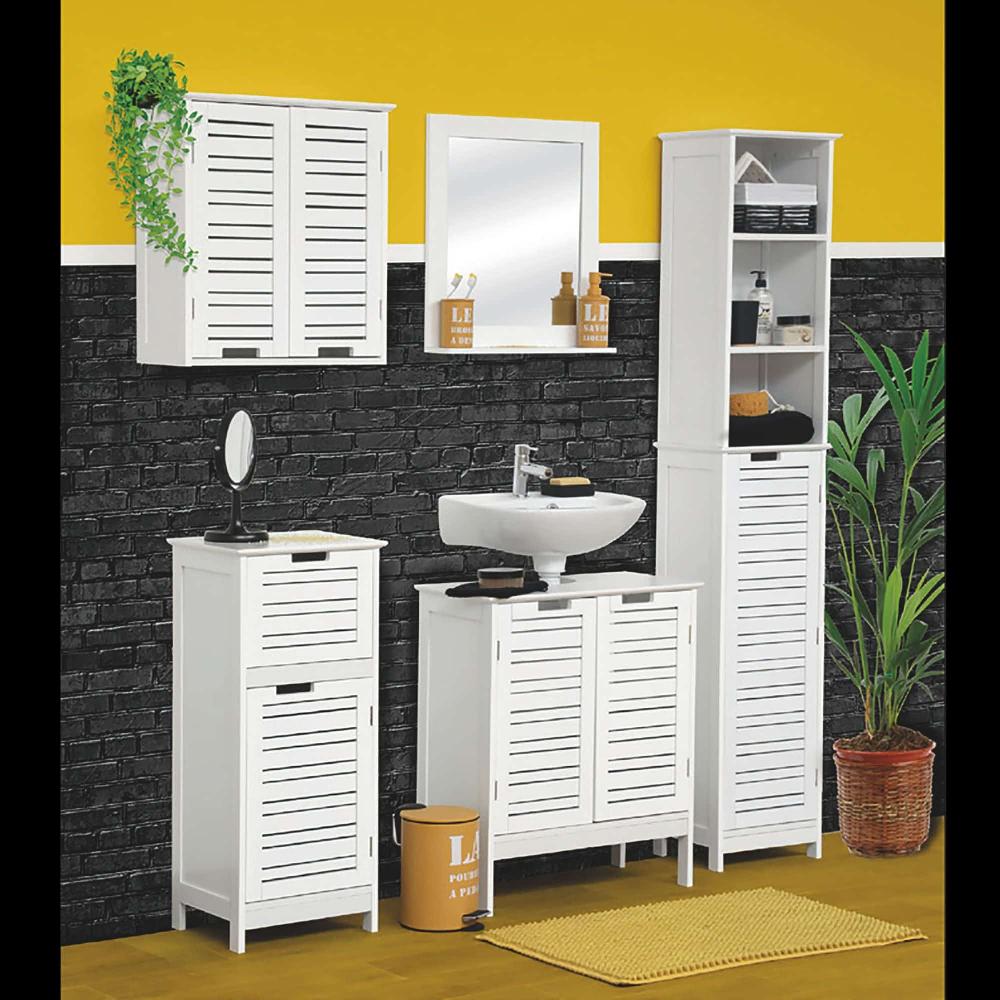 Evideco Wall-Mounted Bathroom Cabinet With Double Vented Doors Compact Storage Organizer – Miami Collection Bathroom Storage & Furniture Wall-Mount & Medicine Cabinets