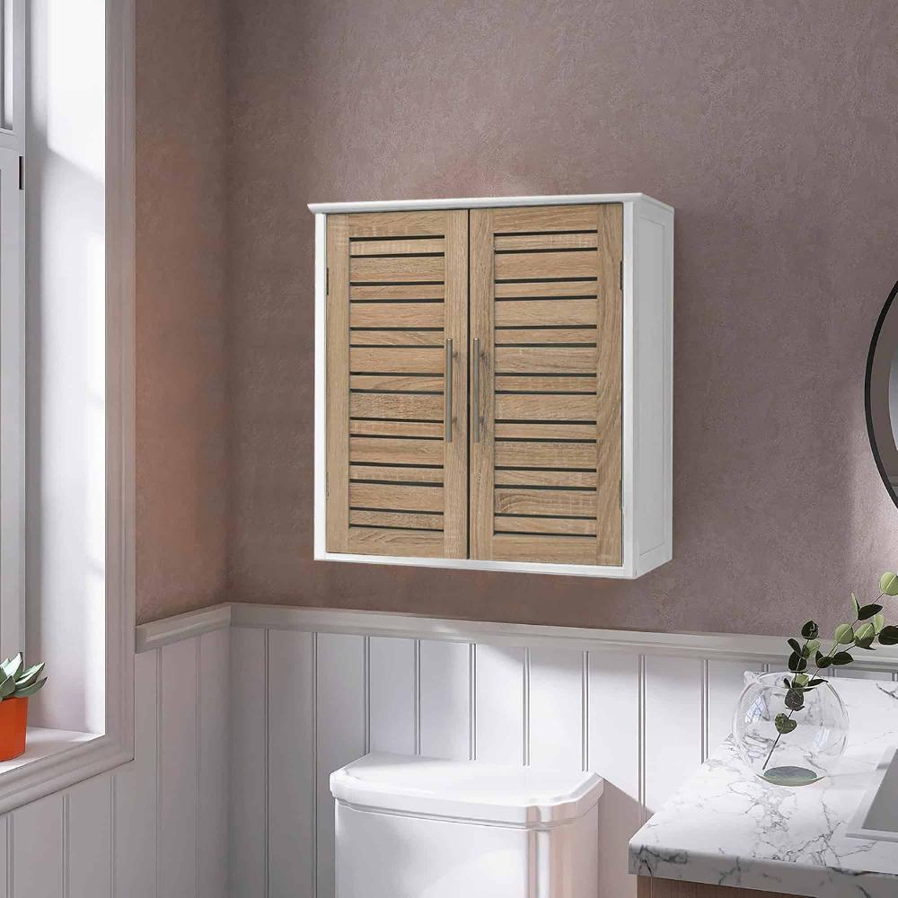 evideco Wall-Mounted Bathroom Cabinet with Double Vented Doors Compact Storage Organizer – Stockholm Collection Bathroom Storage & Furniture Wall-Mount & Medicine Cabinets