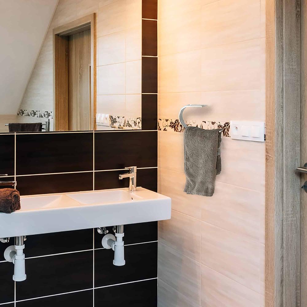 Evideco Wall Mounted Hand Towel Holder Bar Ring Stainless Steel Bathroom Storage & Furniture Hooks & Rails Wall Mount