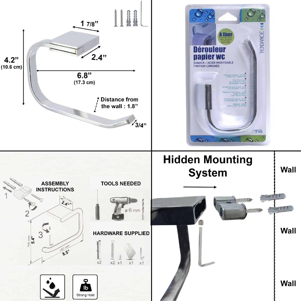 Evideco Wall Mounted Toilet Paper Holder 1 Roll Stainless Steel Toilet Seats & Accessories Toilet Paper Holders & Dispensers
