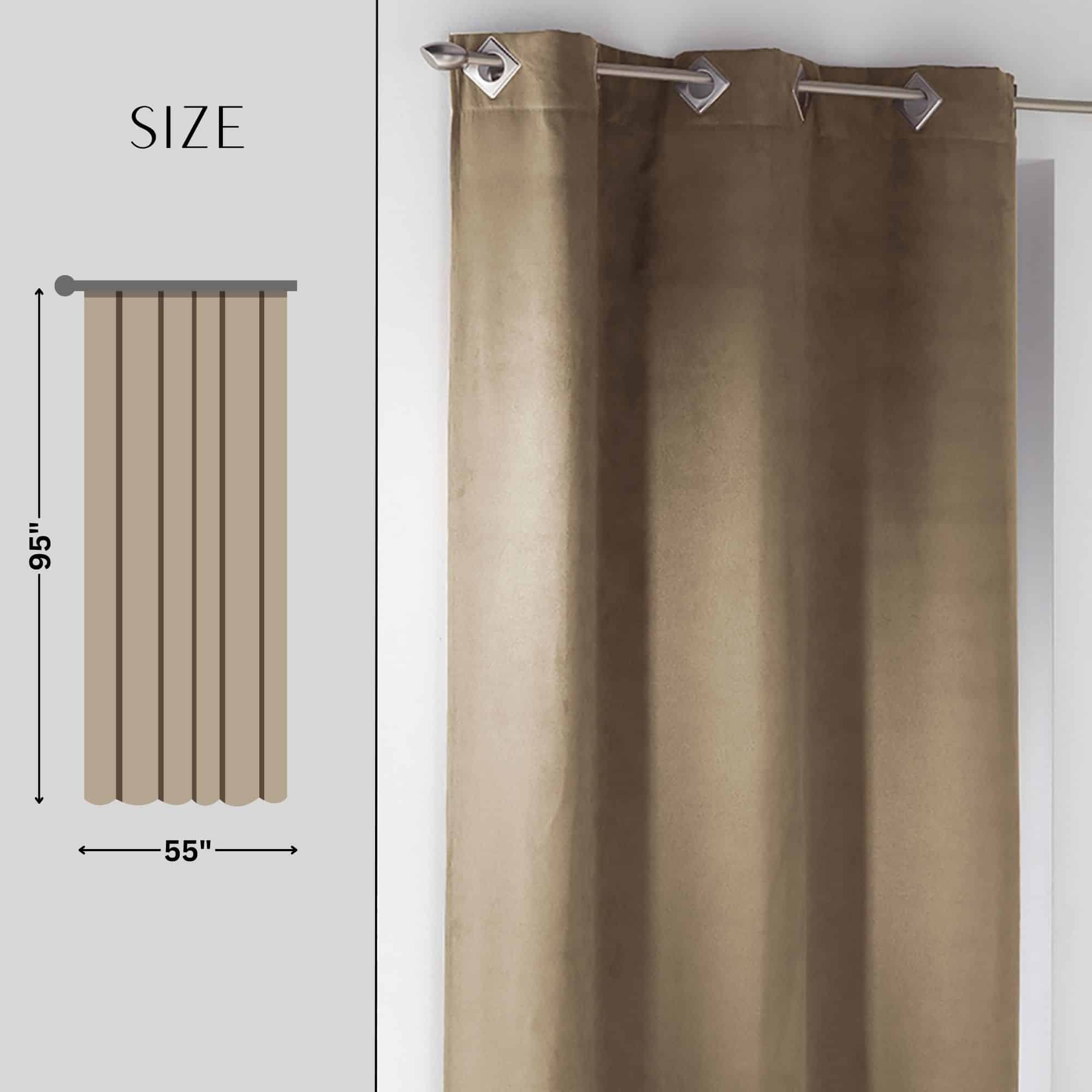 Evideco Warm Sand Suede Window Curtain – Elegant Soft Texture Drapery For Cozy Ambiance 95×55 Inches Home Accessories Window Curtains Darkening Curtains