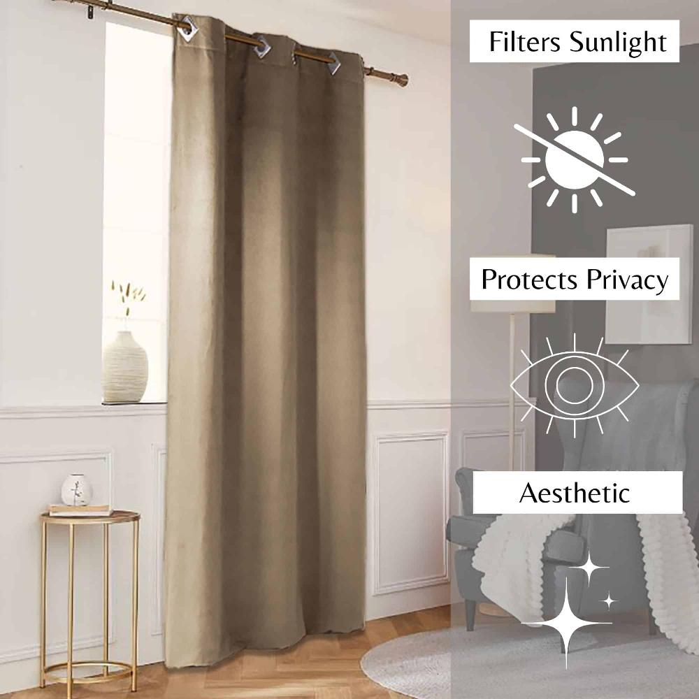 Evideco Warm Sand Suede Window Curtain – Elegant Soft Texture Drapery For Cozy Ambiance 95×55 Inches Home Accessories Window Curtains Darkening Curtains