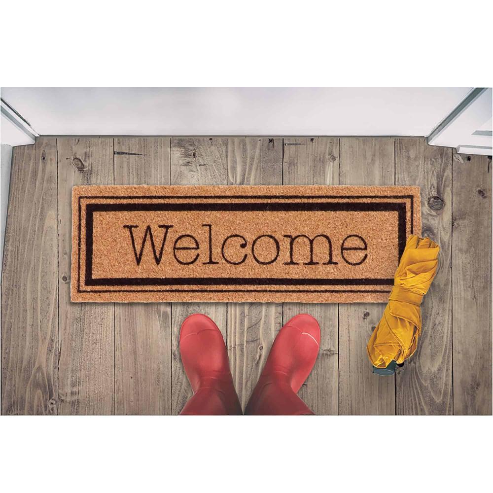 Evideco Welcome 30×10 Long Sheltered Front Door Mat Coco Natural Home Accessories Door Mats