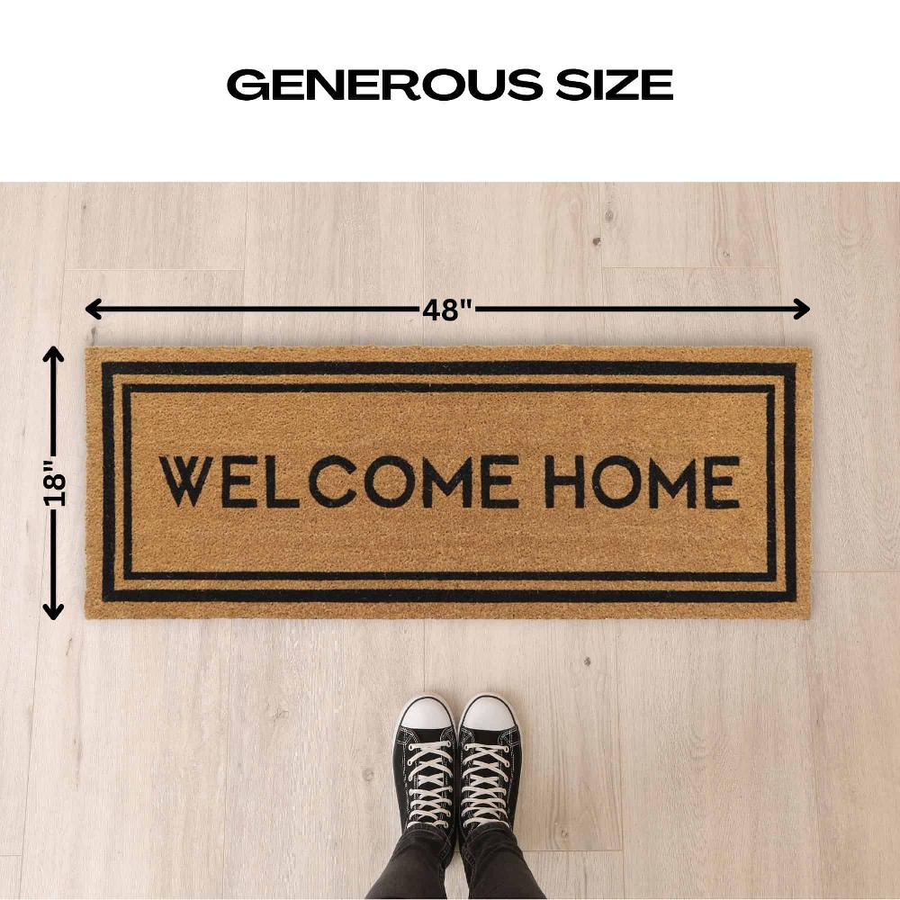 Evideco Welcome Home Coir Doormat – 48″x18″ Extra Wide – Durable PVC Backing – Indoor/Outdoor Use – Heavy Duty Pile Home Accessories Door Mats Sheltered Door