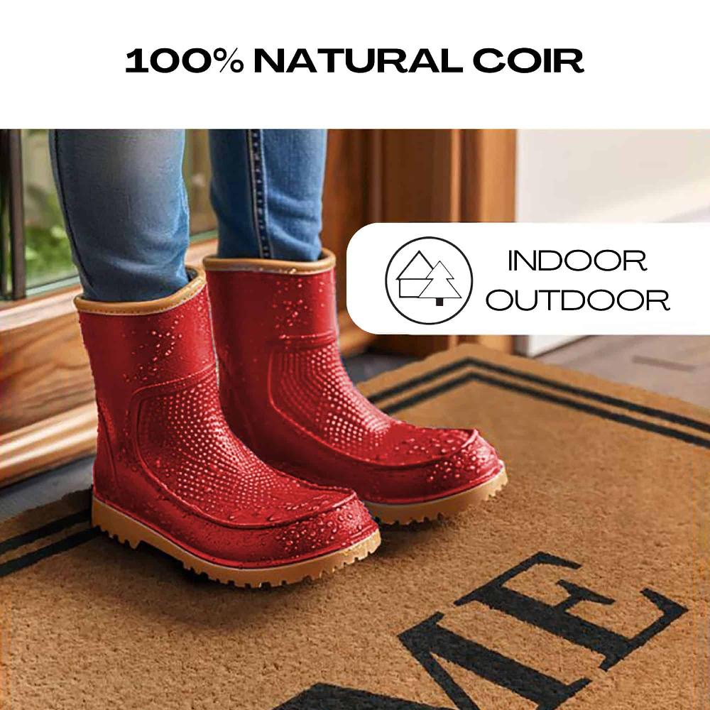 Evideco Welcome Home Coir Doormat – 48″x18″ Extra Wide – Durable PVC Backing – Indoor/Outdoor Use – Heavy Duty Pile Home Accessories Door Mats Sheltered Door