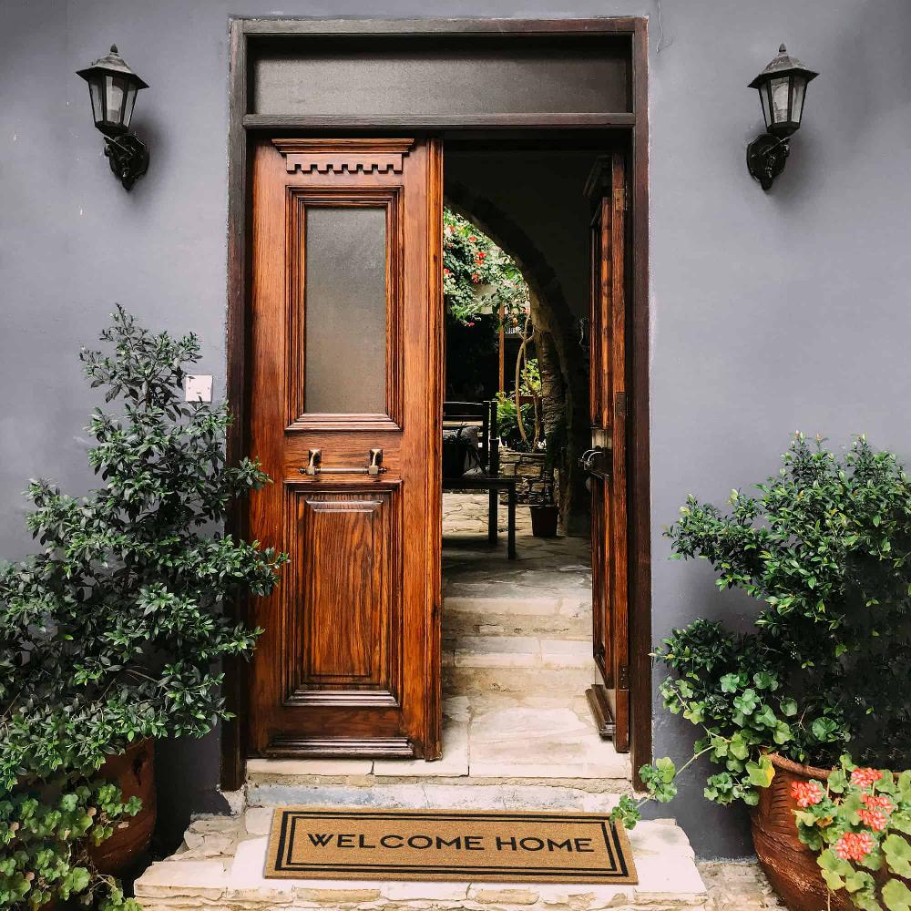 evideco Welcome Home Coir Doormat – 48″x18″ Extra Wide – Durable PVC Backing – Indoor/Outdoor Use – Heavy Duty Pile Home Accessories Door Mats Sheltered Door