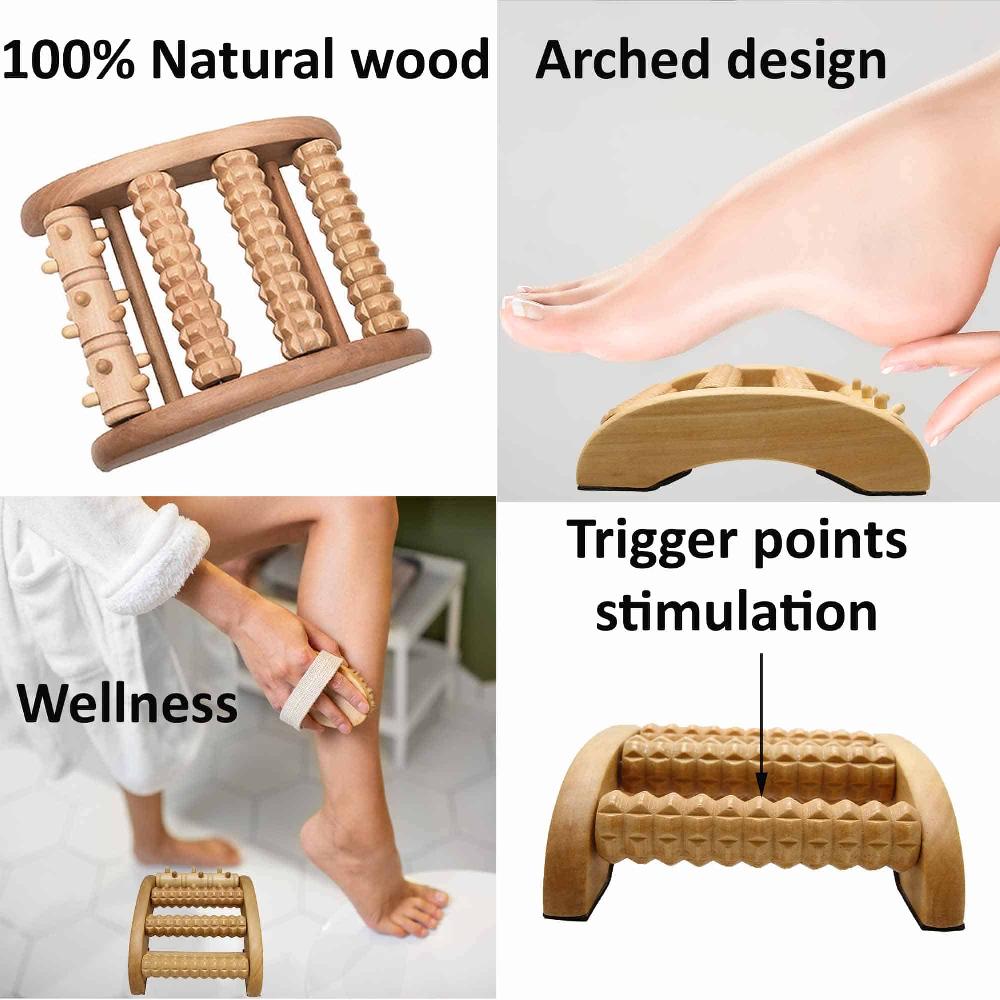 Evideco Wellness Wooden Foot Massage Roller Spa Wellness Accessories