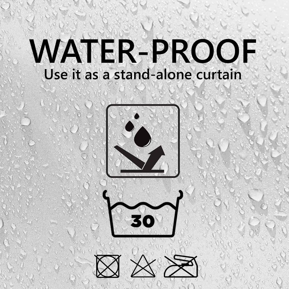 Evideco White Extra Long Shower Curtain Polyester Hook Less Cubic 79″L X 71″W Shower Accessories Shower Curtains