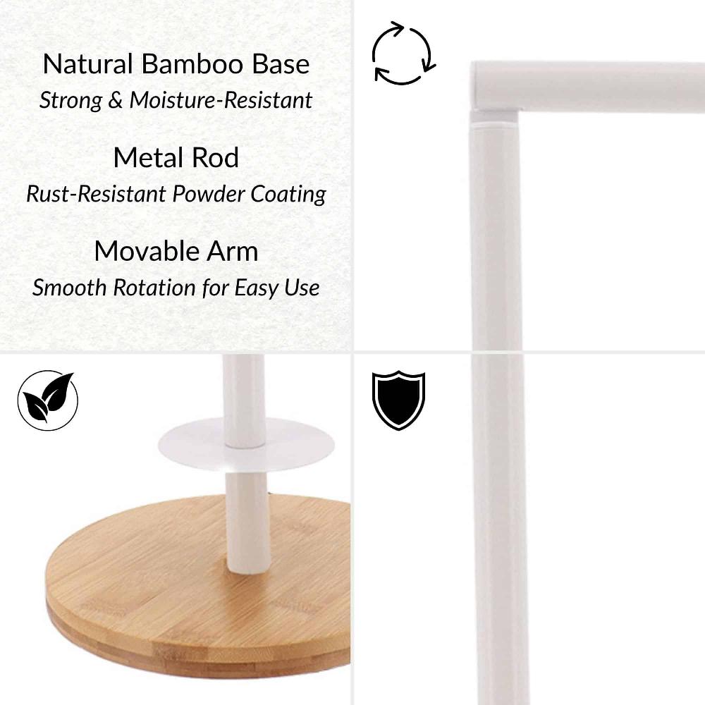 Evideco White Freestanding Toilet Paper Holder Stand With Bamboo Base Toilet Seats & Accessories Toilet Paper Holders & Dispensers