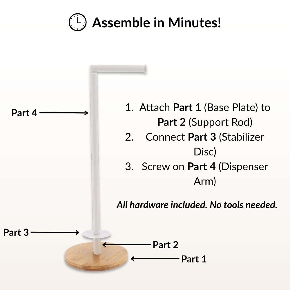 Evideco White Freestanding Toilet Paper Holder Stand With Bamboo Base Toilet Seats & Accessories Toilet Paper Holders & Dispensers