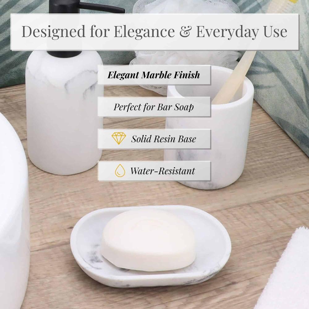 Evideco White Marble Resin Hand Soap Dish Bathroom Accessories Soap Dishes