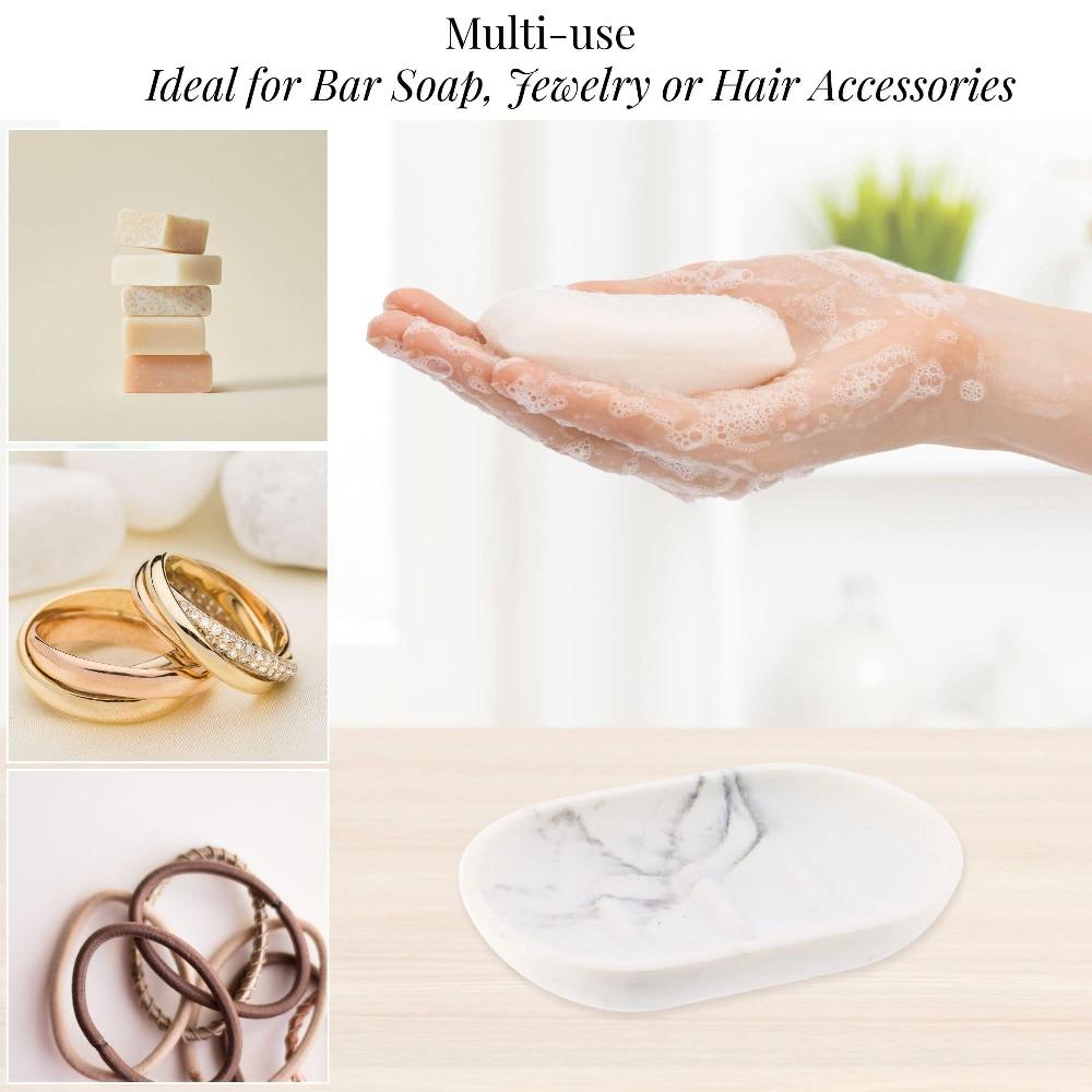 Evideco White Marble Resin Hand Soap Dish Bathroom Accessories Soap Dishes