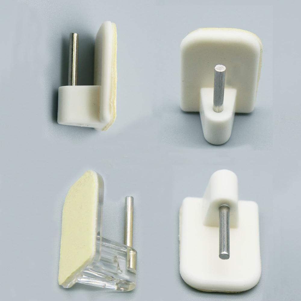 Evideco White Self Adhesive Hooks For Kitchen Sash Rod – Set Of 4 Home Accessories Kitchen & Cafe Rods